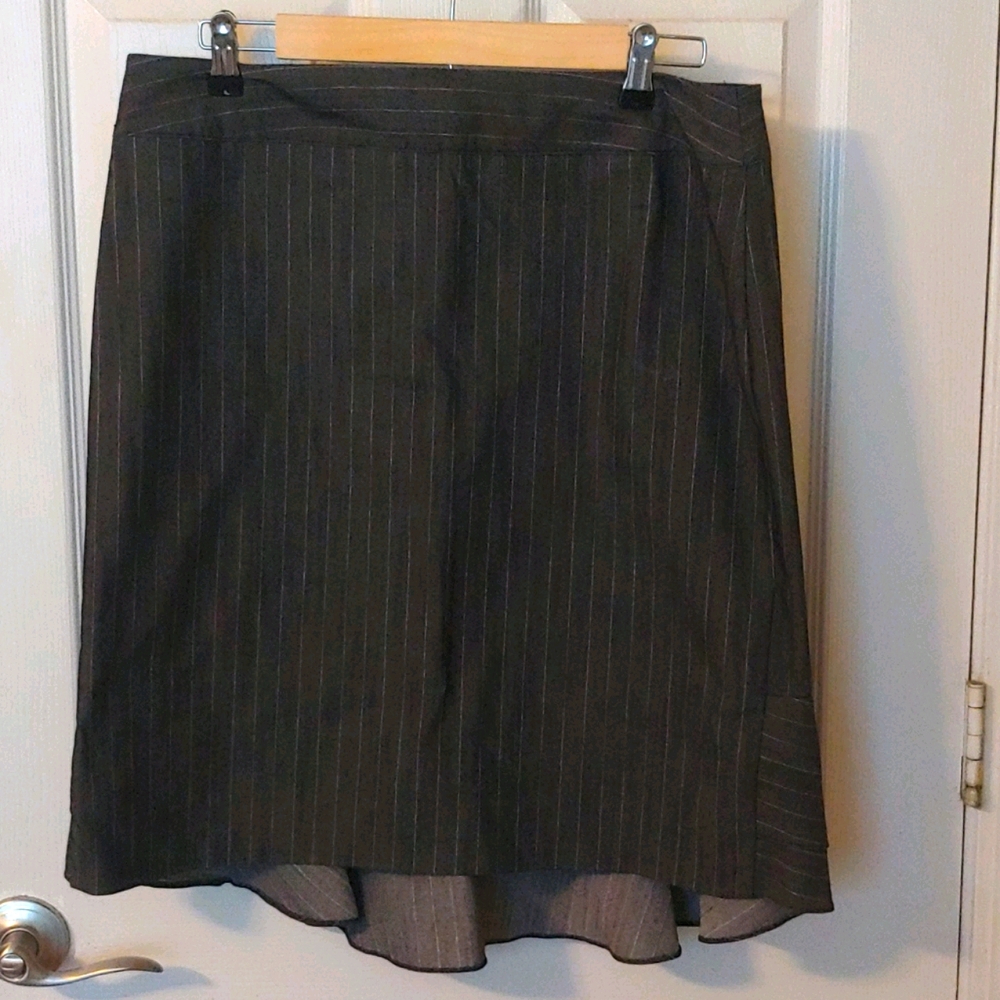 Knee Length Gray Pinstripe Skirt